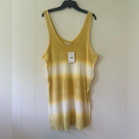 Free People We The Free long tunic tank top sleeveless ombré white yellow XL - Picture 3 of 9